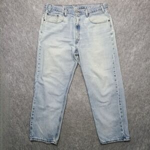 Vintage Levi's 569 Jeans Mens 38x30 Straight Bat Wing Blue Distressed Light Wash